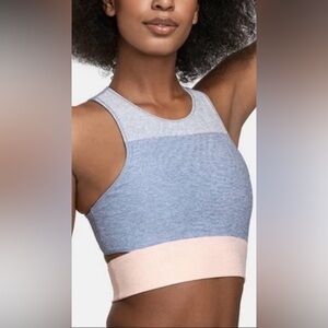 Outdoor Voices Tri-tone Slashback Crop Top small sports bra